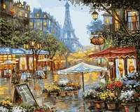 Paris Street Scene Paint by Number