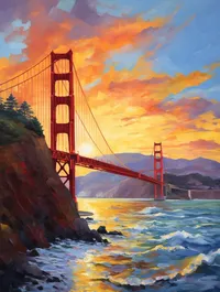 Golden Gate Bridge sunset paint by number